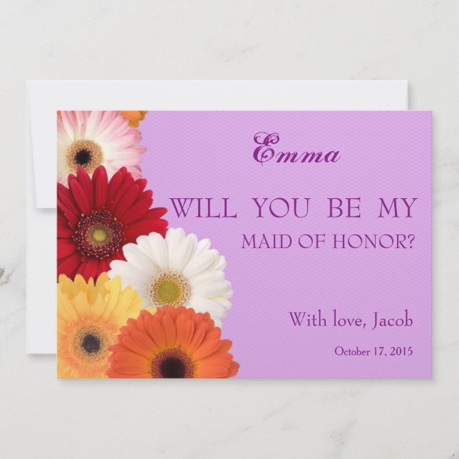 Daisy Flower Will You Be My MAID OF HONOR Invitation (Front)