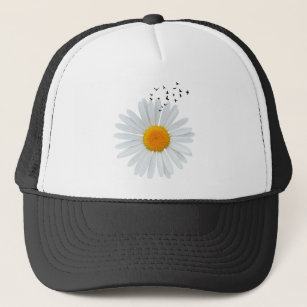 Daisy Flower with Flock of Birds Trucker Hat