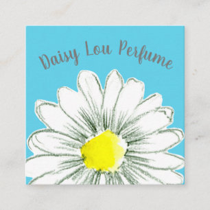 Daisy Flower Yellow Blue Square Business Card