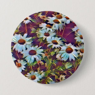 DAISY FLOWERS 7.5 CM ROUND BADGE