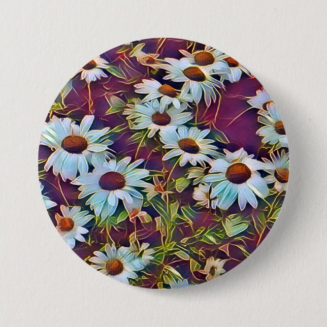 DAISY FLOWERS   7.5 CM ROUND BADGE (Front)