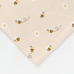 Daisy Flowers and Honey Bees Fleece Blanket