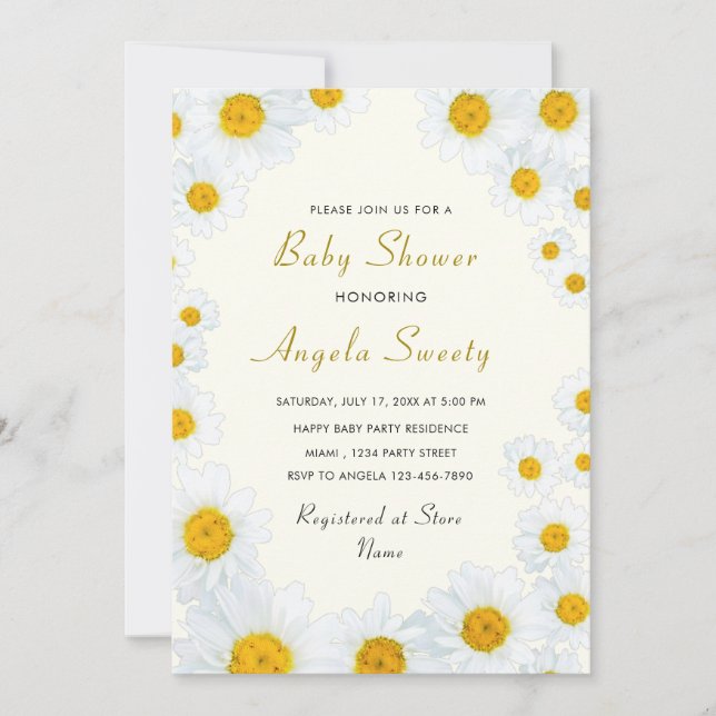 Daisy Flowers Baby Shower Invitation (Front)