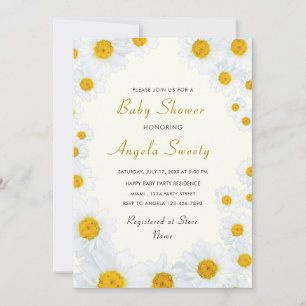 Daisy Flowers Baby Shower Invitation