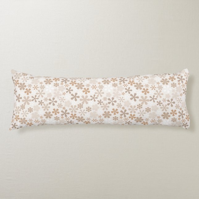 Daisy Flowers Beige Floral Aesthetic Ditsy Tan Body Cushion (Front)