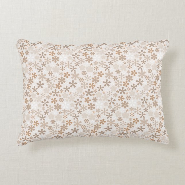 Daisy Flowers Beige Floral Aesthetic Ditsy Tan Decorative Cushion (Front)