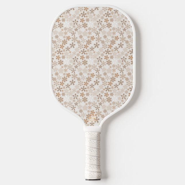 Daisy Flowers Beige Floral Aesthetic Ditsy Tan Pickleball Paddle (Front)