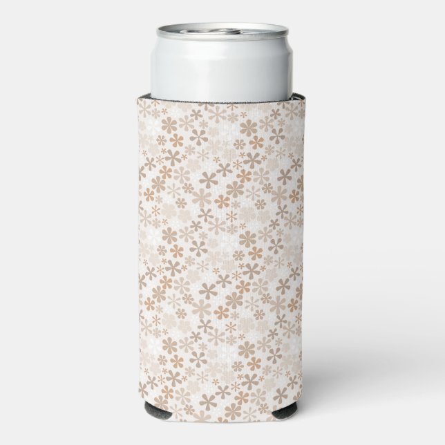 Daisy Flowers Beige Floral Aesthetic Ditsy Tan Seltzer Can Cooler (Seltzer Back)