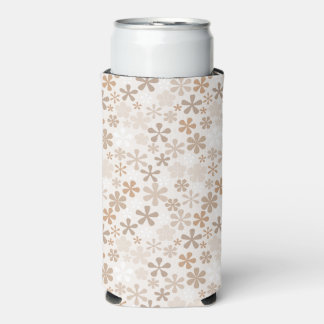 Daisy Flowers Beige Floral Aesthetic Ditsy Tan Seltzer Can Cooler