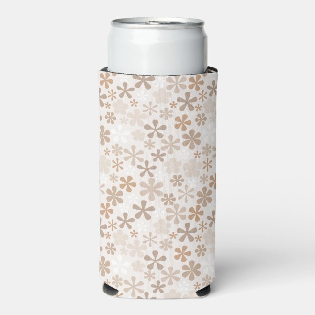 Daisy Flowers Beige Floral Aesthetic Ditsy Tan Seltzer Can Cooler (Seltzer Front)
