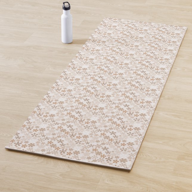 Daisy Flowers Beige Floral Aesthetic Ditsy Tan Yoga Mat (In Situ)