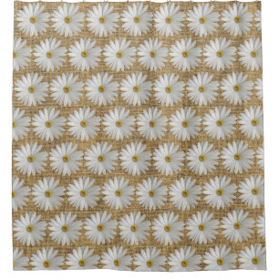 Daisy Flowers Burlap Shower Curtain