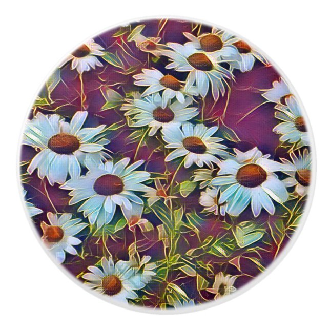 DAISY FLOWERS    CERAMIC KNOB (Front)