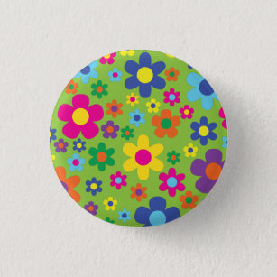 Daisy Flowers Cute Colourful 1st Birthday Party 3 Cm Round Badge