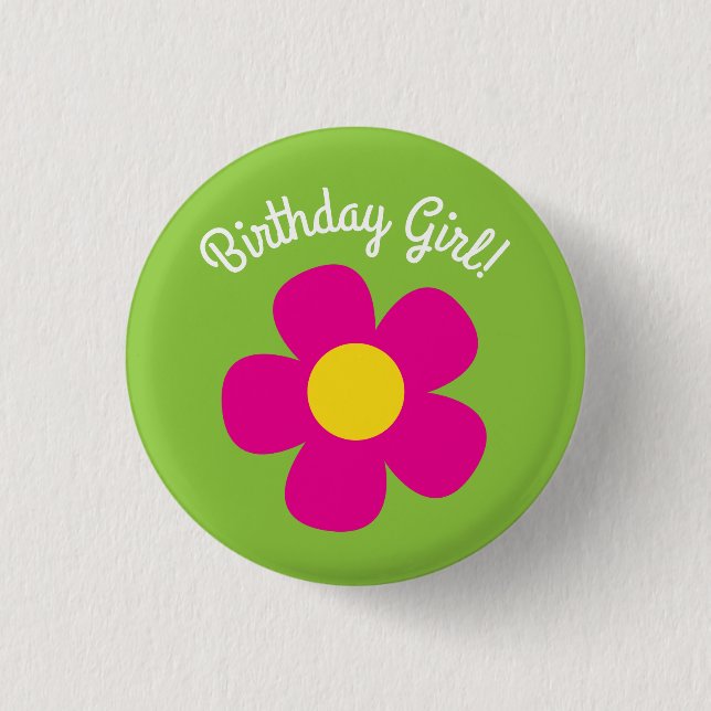 Daisy Flowers Cute Colourful 1st Birthday Party 3 Cm Round Badge (Front)