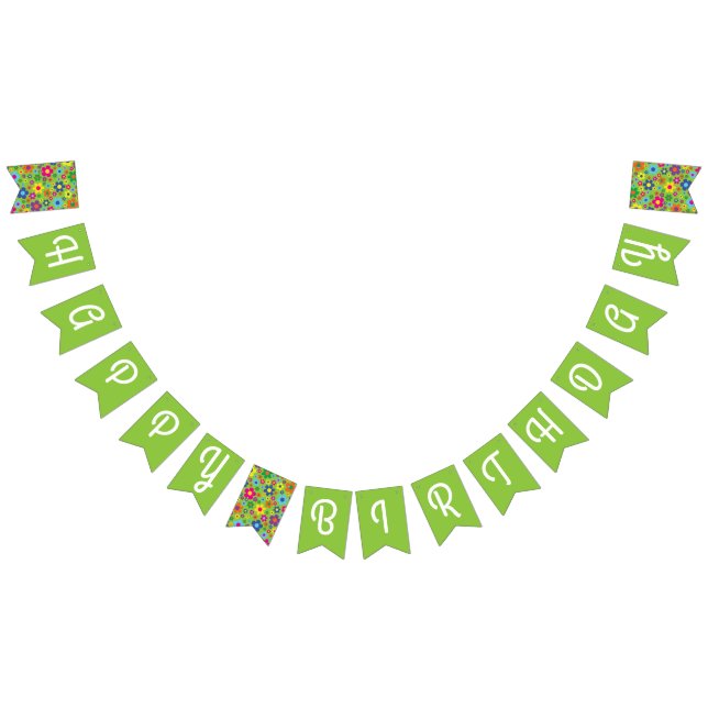 Daisy Flowers Cute Colourful 1st Birthday Party Bunting (All)