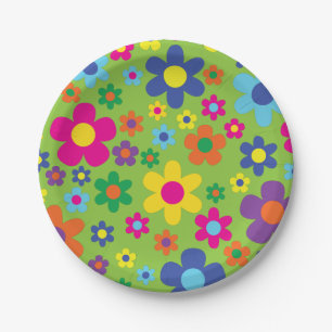 Daisy Flowers Cute Colourful 1st Birthday Party Paper Plate