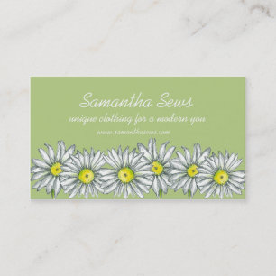 Daisy Flowers Drawing Celery Green Business Card
