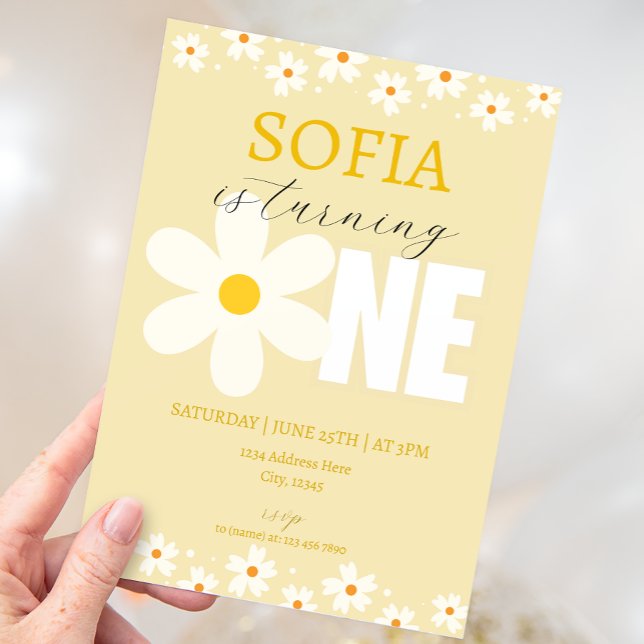 Daisy Flowers First Birthday Invitation (Creator Uploaded)