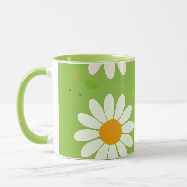 Daisy Flowers Floral Pattern Girly rainbow pastel Mug (Left)