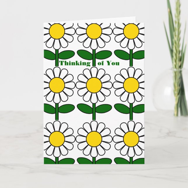 Daisy Flowers Floral Thinking of You Custom Words Card (Front)