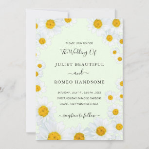 Daisy Flowers Framed Wedding Invitation
