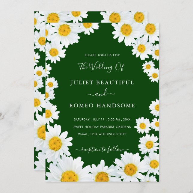 Daisy Flowers Framed Wedding Invitation Daisies (Front/Back)