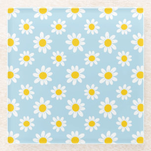 Daisy Flowers Glass Coaster