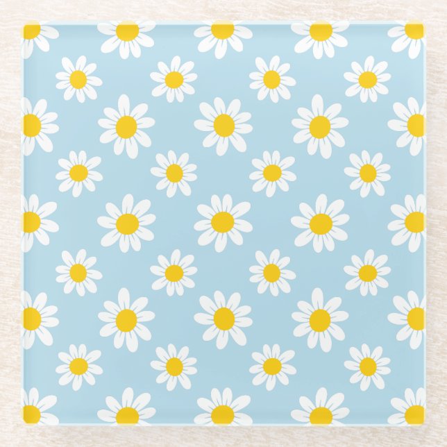 Daisy Flowers Glass Coaster (Front)