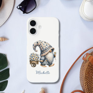 Daisy Flowers Gnome Personalised Monogram iPhone 16 Case