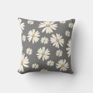 Daisy flowers in grey background cushion