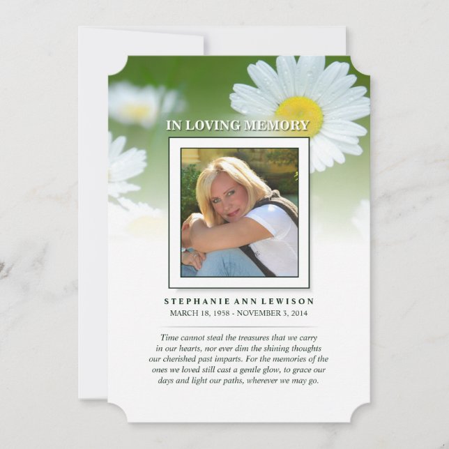 Daisy Flowers - Memorial & Perhaps Poem Thank You Invitation (Front)