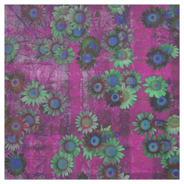 Daisy Flowers Modern Art Floral Pattern Fabric (Swatch)