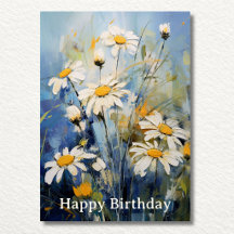 Daisy Flowers on Blue Wildflower Daises Birthday