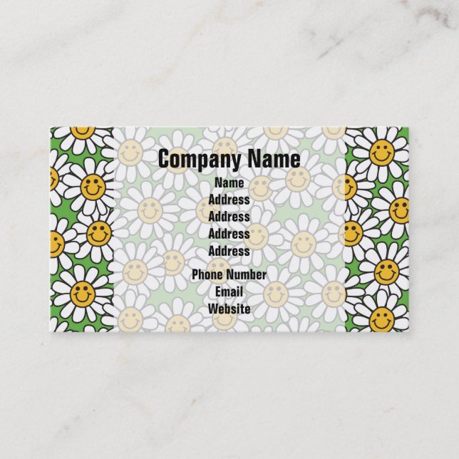 Daisy Flowers Pattern Business Card (Front)