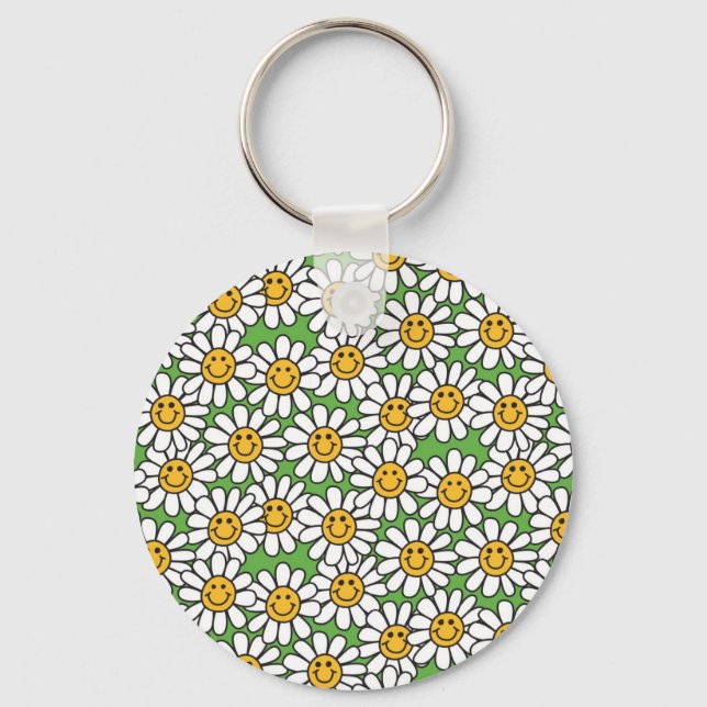Daisy Flowers Pattern Key Ring (Front)
