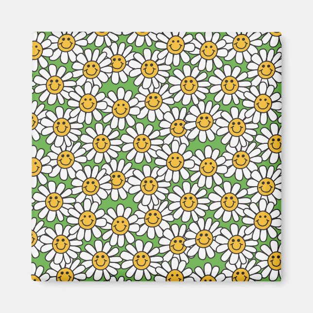 Daisy Flowers Pattern Magnet (Front)
