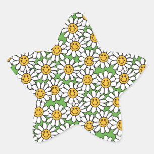 Daisy Flowers Pattern Star Sticker