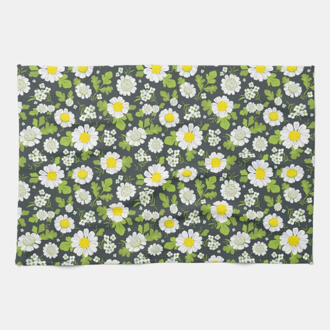 Daisy Flowers Pattern Tea Towel (Horizontal)