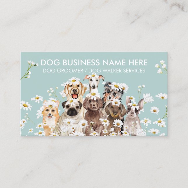 Daisy Flowers Pet Sitter Walker dog petcare Business Card (Front)