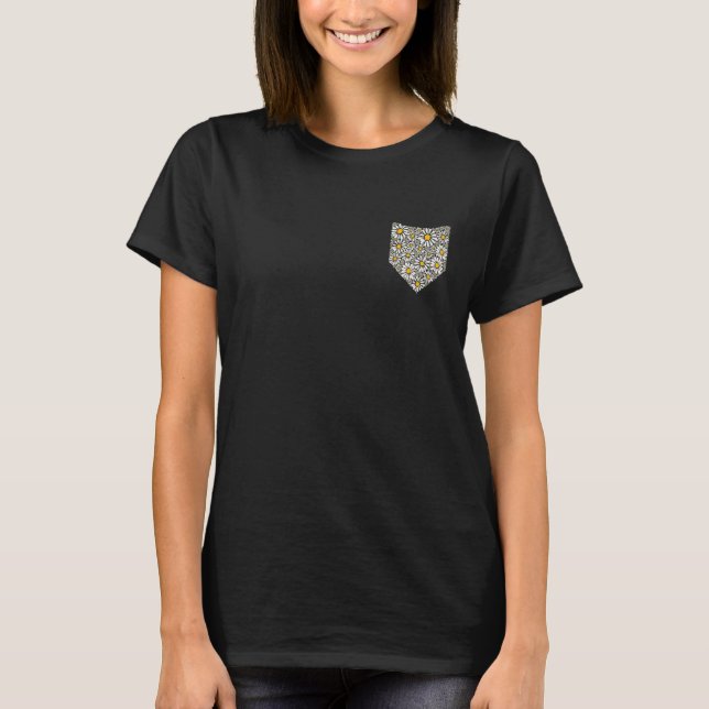 Daisy Flowers Pocket Tee Cute Chamomile Retro Flor (Front)