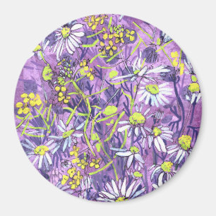Daisy Flowers Polka Dot Summer Flowers Floral Art Magnet