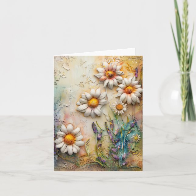 Daisy Flowers Pretty Wildflowers Floral Nature Art Card (Front)