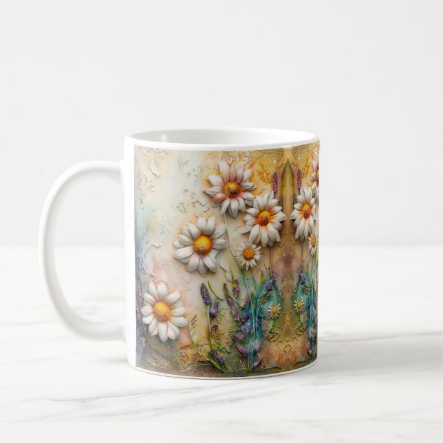 Daisy Flowers Pretty Wildflowers Floral Nature Art Coffee Mug (Left)
