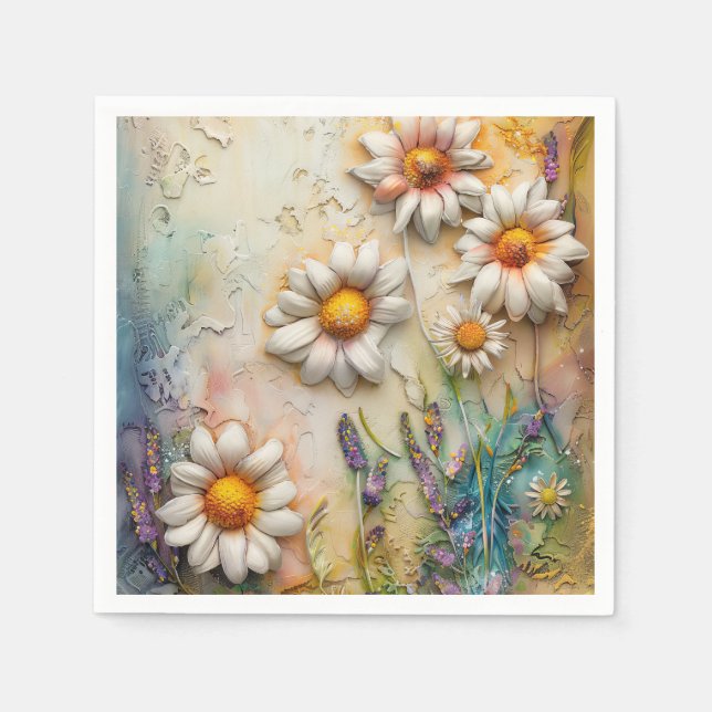Daisy Flowers Pretty Wildflowers Floral Nature Art Napkin (Front)