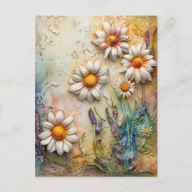 Daisy Flowers Pretty Wildflowers Floral Nature Art Postcard (Front)