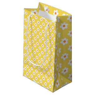 Daisy Flowers Print, Spring White Flowers Pattern Small Gift Bag