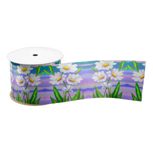 Daisy Flowers Satin Ribbon Spring Gift