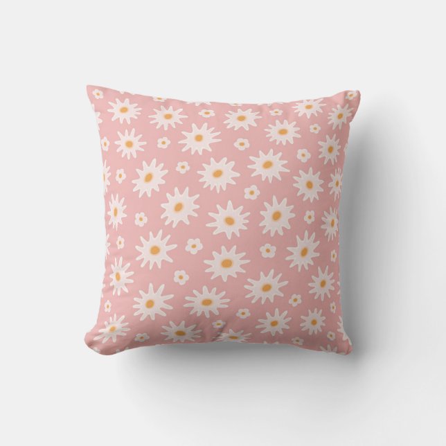 Daisy flowers seamless pattern. Floral backgrounda Cushion (Front)