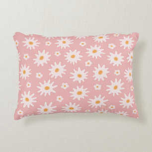 Daisy flowers seamless pattern. Floral backgrounda Decorative Cushion